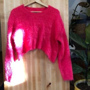 Fuzzy pink sweater